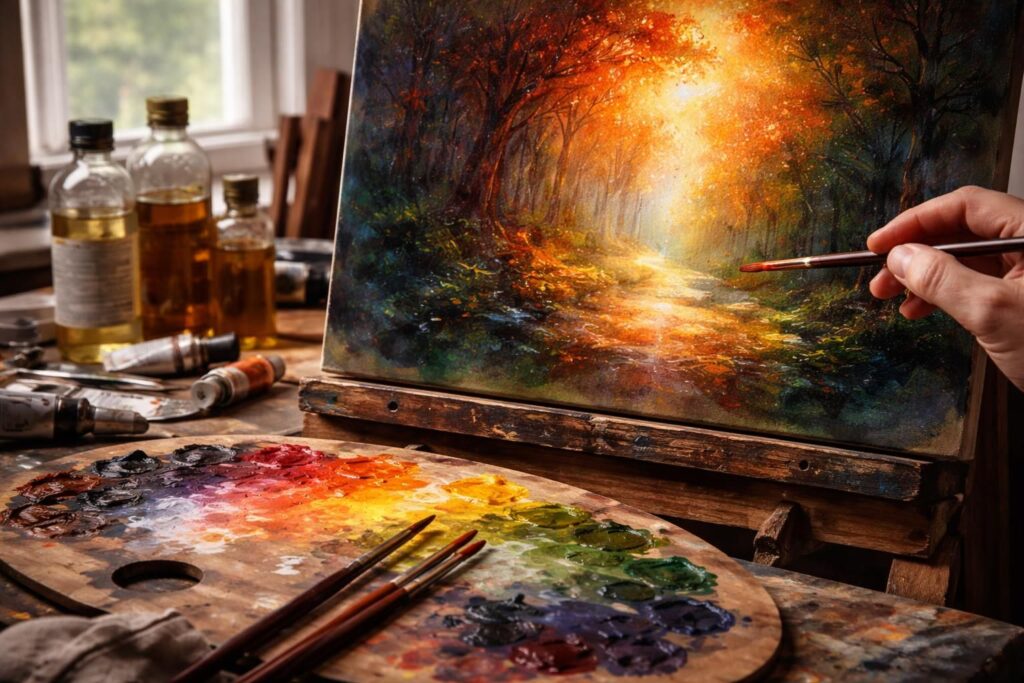 découvrez la technique du glacis à l’huile, une méthode de peinture qui consiste à superposer des couches transparentes pour obtenir profondeur et luminosité.